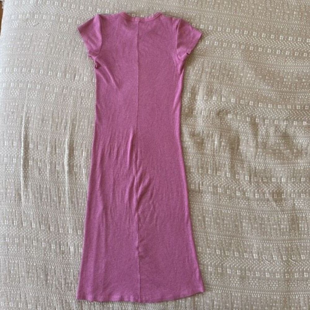 Monrow Supersoft Ribbed Cap Sleeve Midi Dress in Hot Pink Size L - Picture 2 of 5